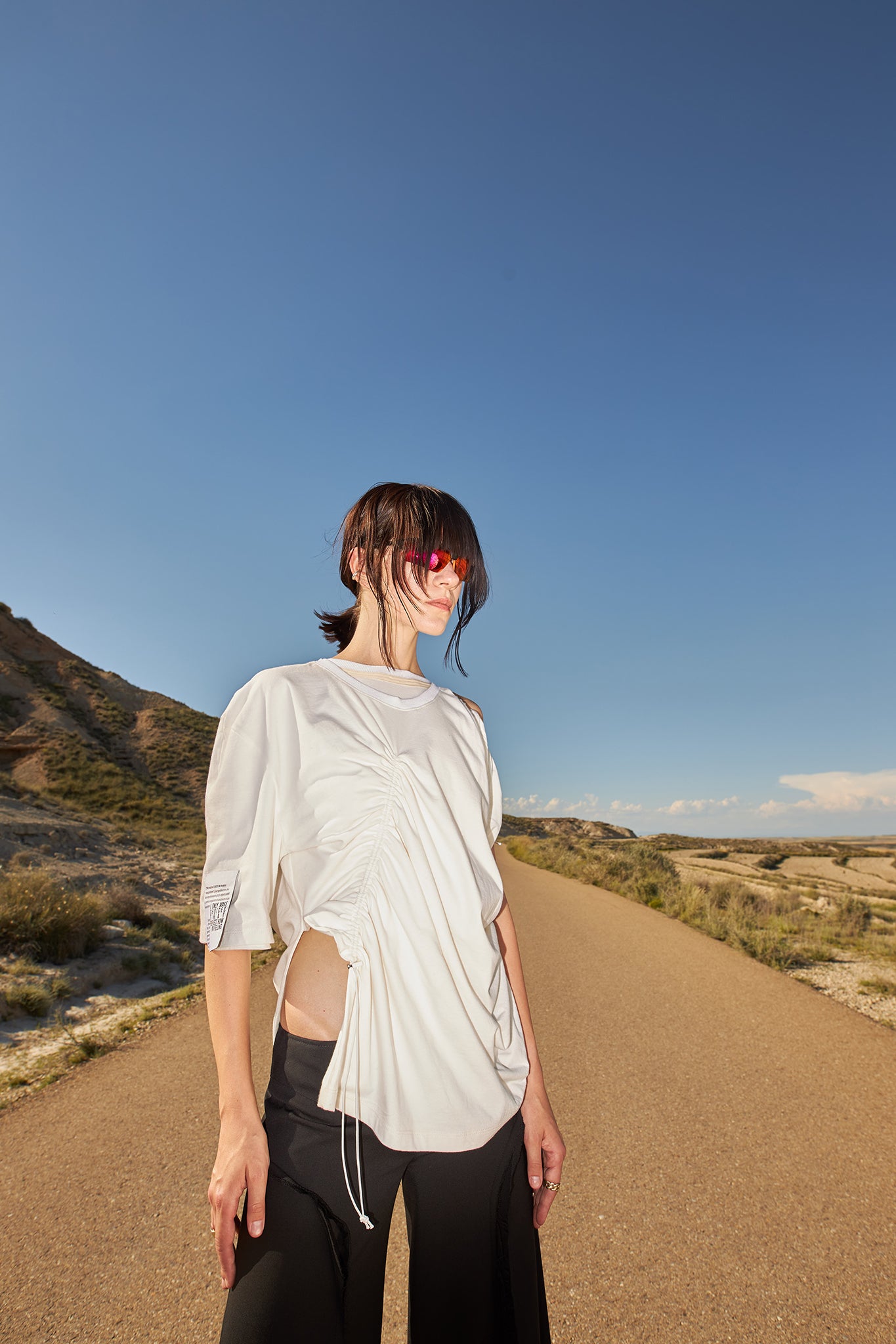 トップス BIO wear LAYERED OVERPRINTED TEE M Deconstructed T-Shirt - Modern Edge in Cassum Store