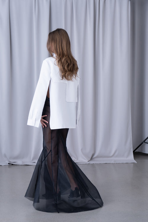 LONG GODET SKIRT