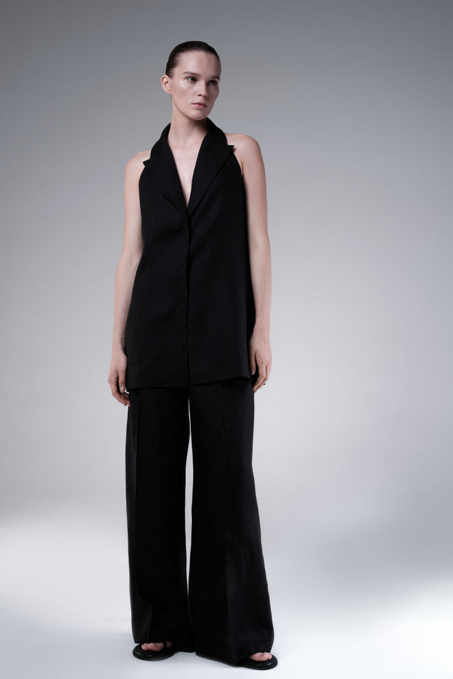 LINEN HALTER VEST