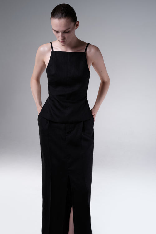 BACKLESS LINEN DRESS