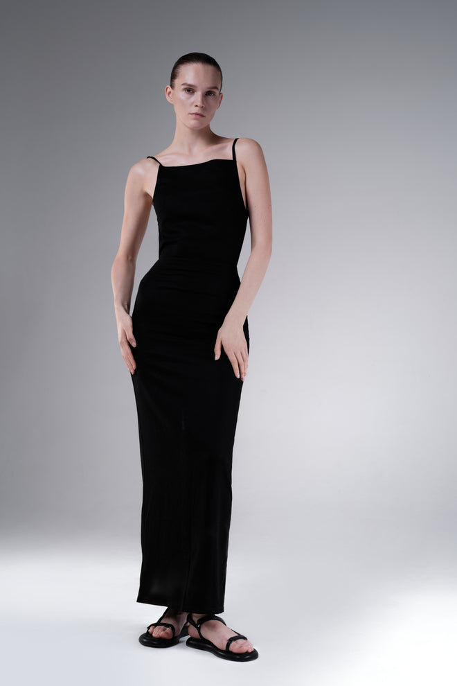 BACKLESS LINEN DRESS