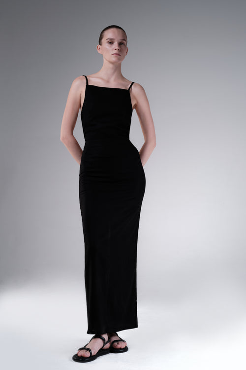 BACKLESS LINEN DRESS