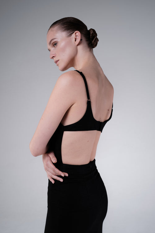 BACKLESS LINEN DRESS