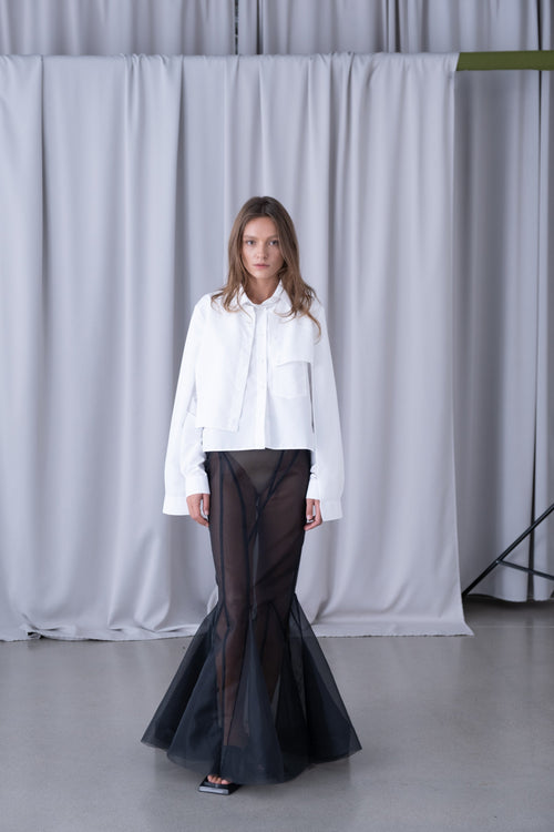 LONG GODET SKIRT